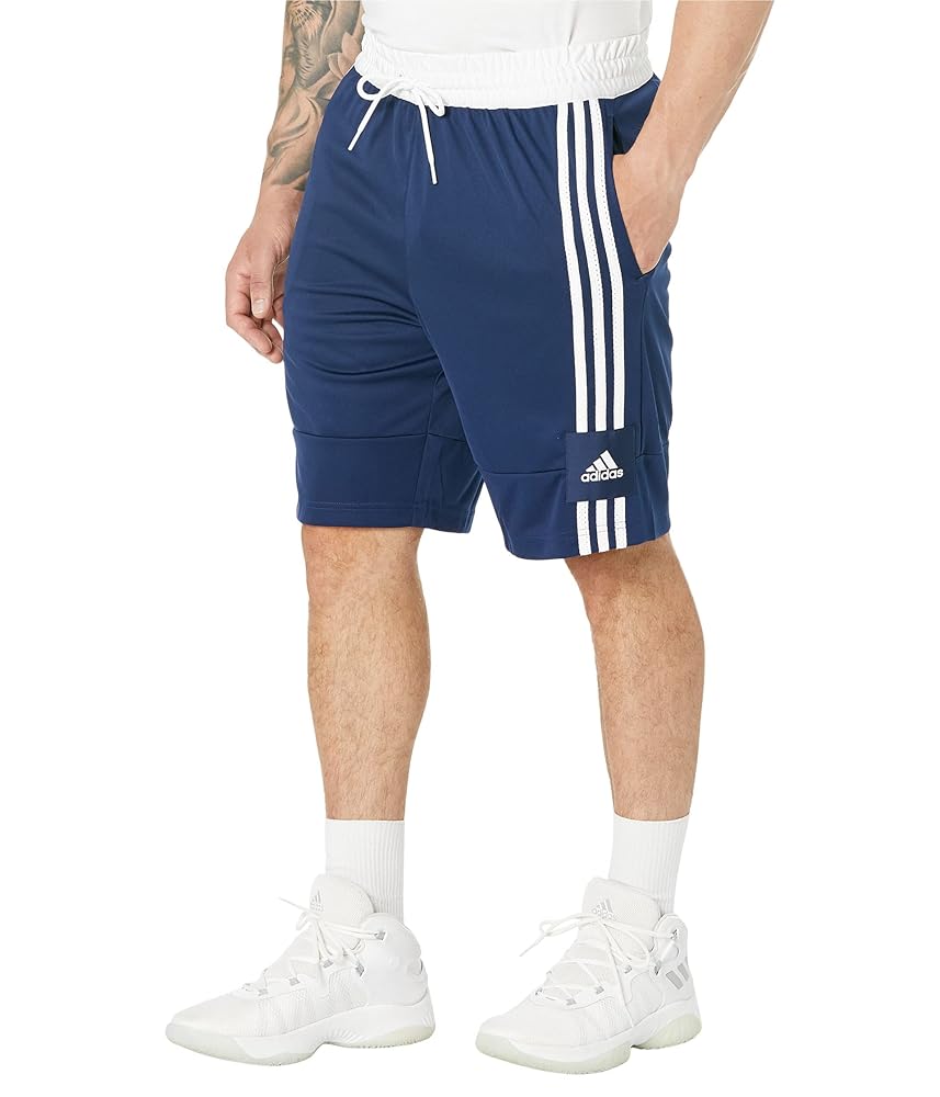 ウェア adidas Basketball Shorts Mens Adidas Shorts Small Black/Blue Stripes 100% Polyester